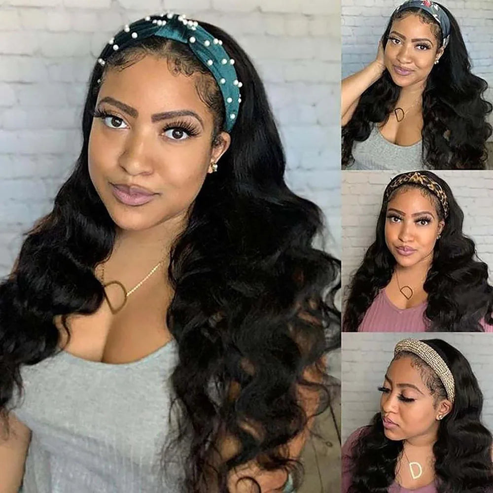 Body Wave Headband Human Hair Wig