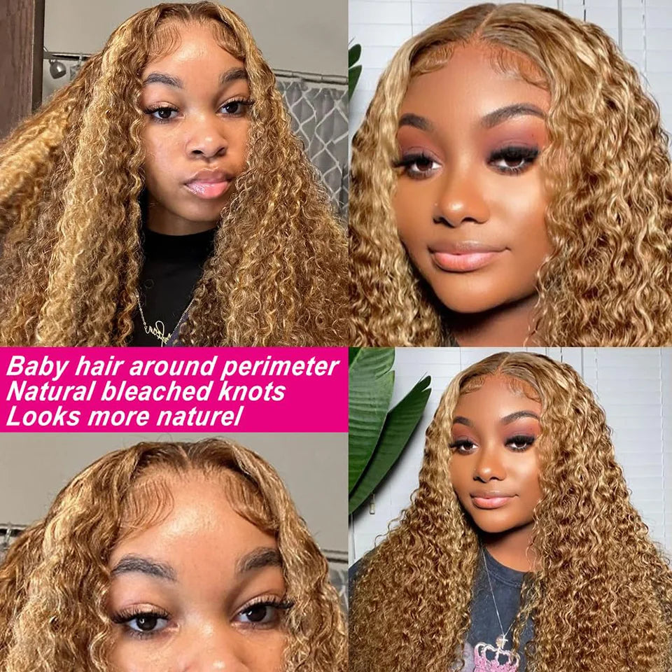 Highlight Wig Curly Human Hair Honey