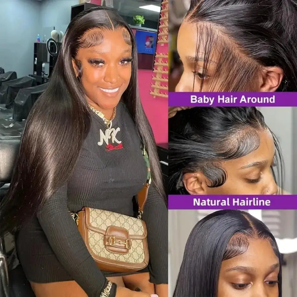 Glueless Bone Straight 4X4 Hd Lace Frontal Wig 13X6 13X4 Black Lace Front Wig Human Hair