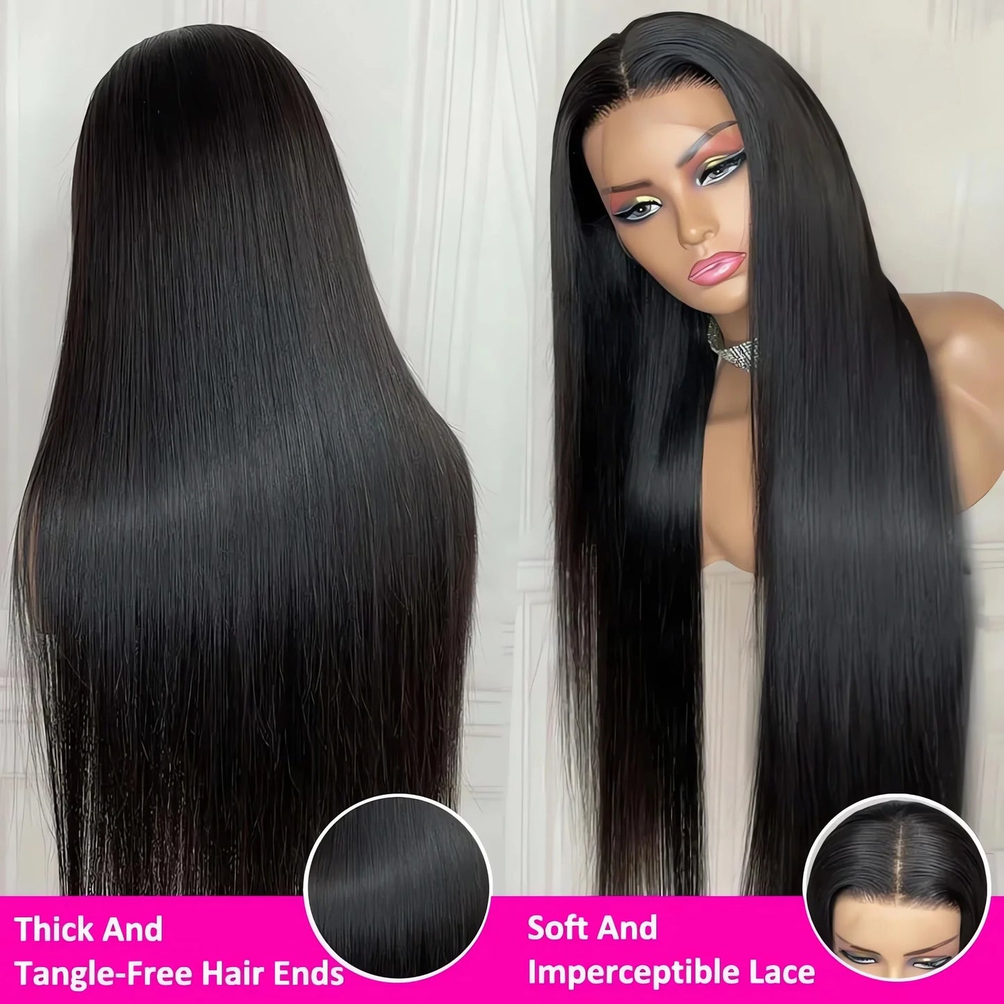 Glueless Bone Straight 4X4 Hd Lace Frontal Wig 13X6 13X4 Black Lace Front Wig Human Hair