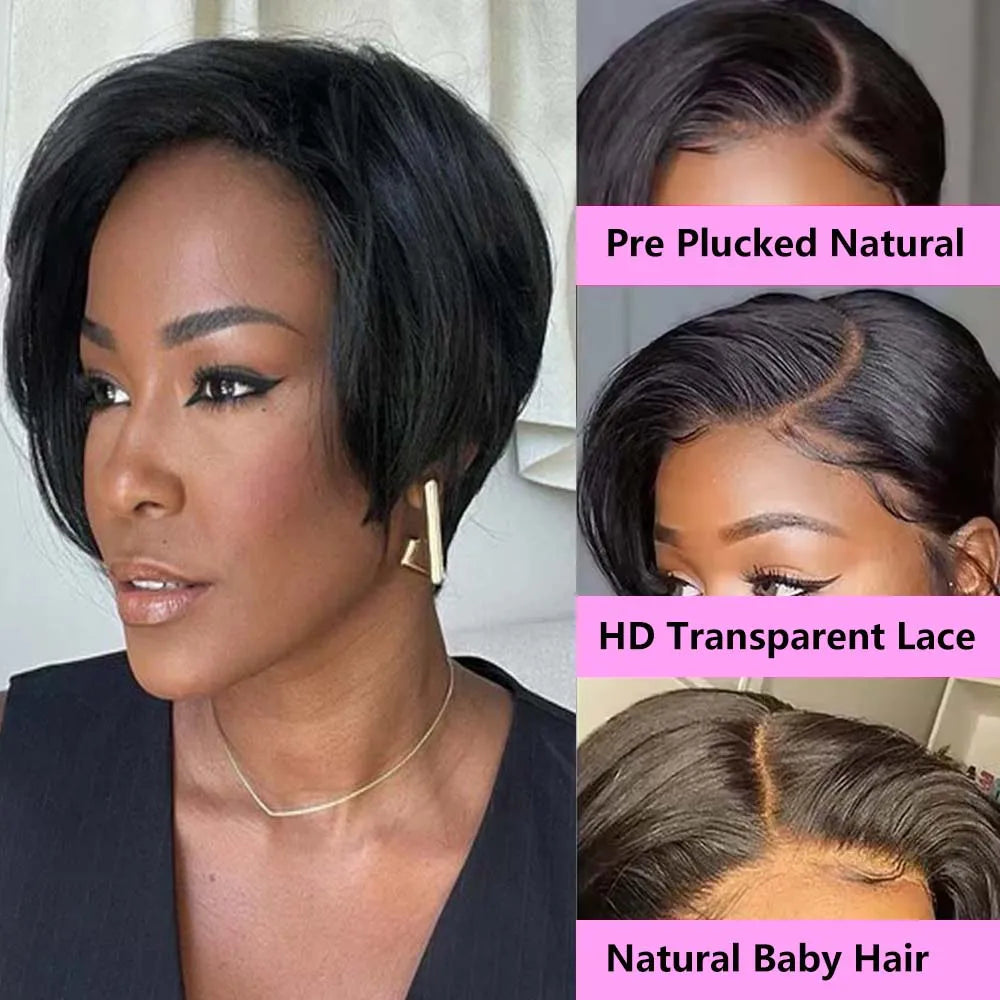 Straight Pixie Cut Human Hair Wig Short