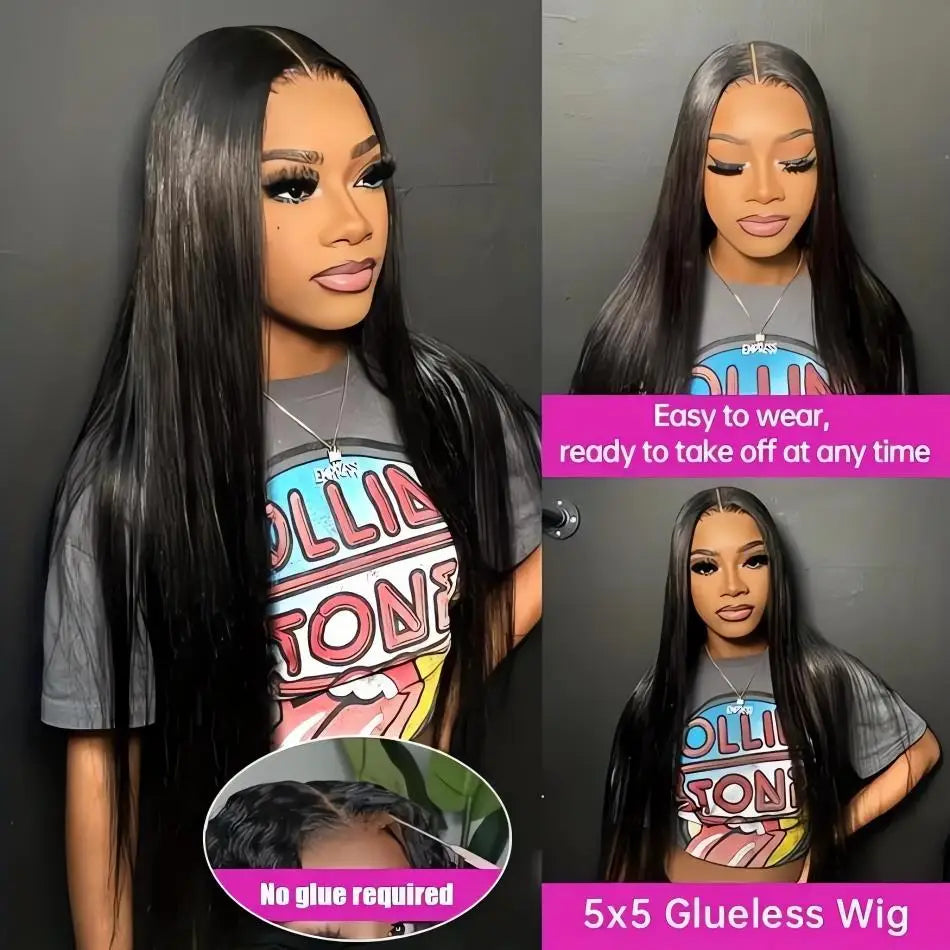 Glueless Bone Straight 4X4 Hd Lace Frontal Wig 13X6 13X4 Black Lace Front Wig Human Hair