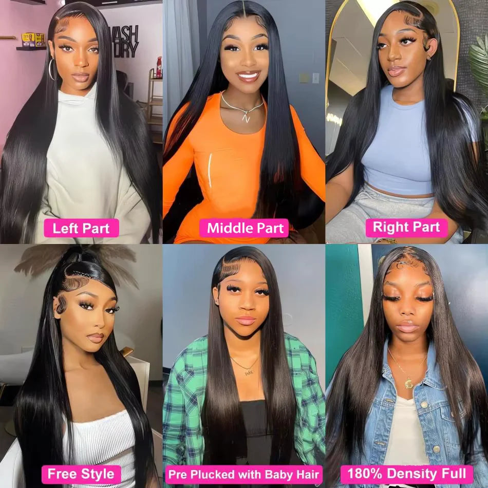 Glueless Bone Straight 4X4 Hd Lace Frontal Wig 13X6 13X4 Black Lace Front Wig Human Hair