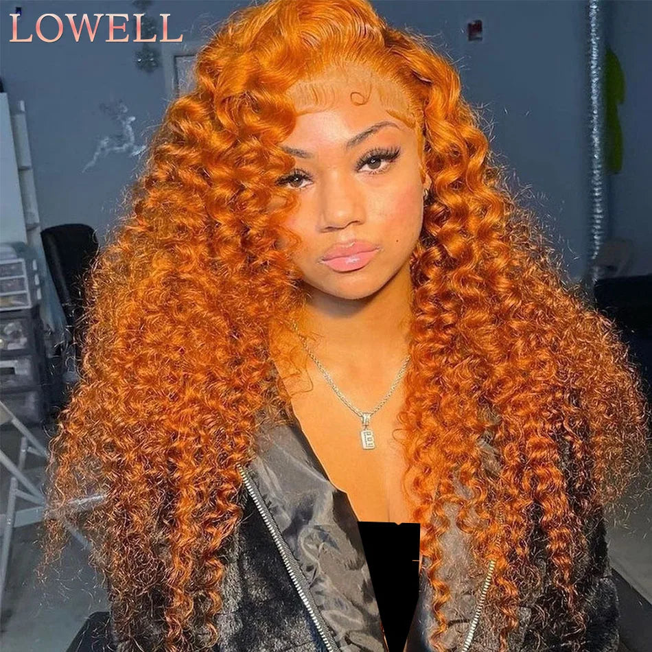 13x6 Hd Colored Ginger Orange Curly Lace Frontal