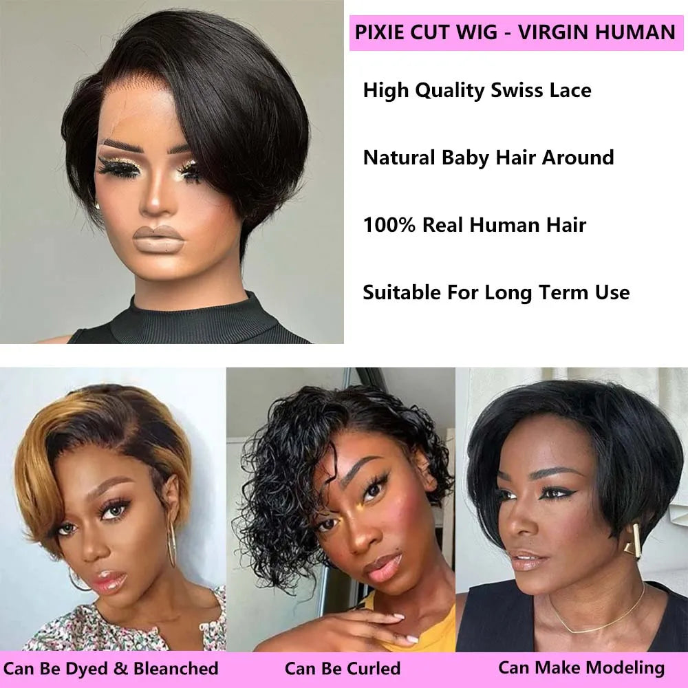 Straight Pixie Cut Human Hair Wig Short
