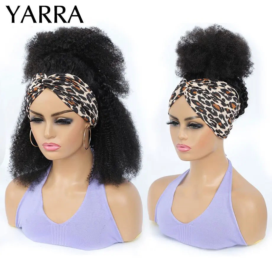 Afro Kinky Curly Human Hair Headband Wig