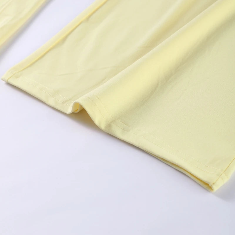 Casual Yellow Women 3 Pieces Suits 2025 V-neck Long Coat