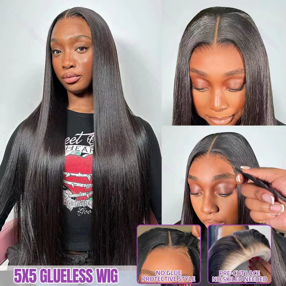Glueless Bone Straight 4X4 Hd Lace Frontal Wig 13X6 13X4 Black Lace Front Wig Human Hair