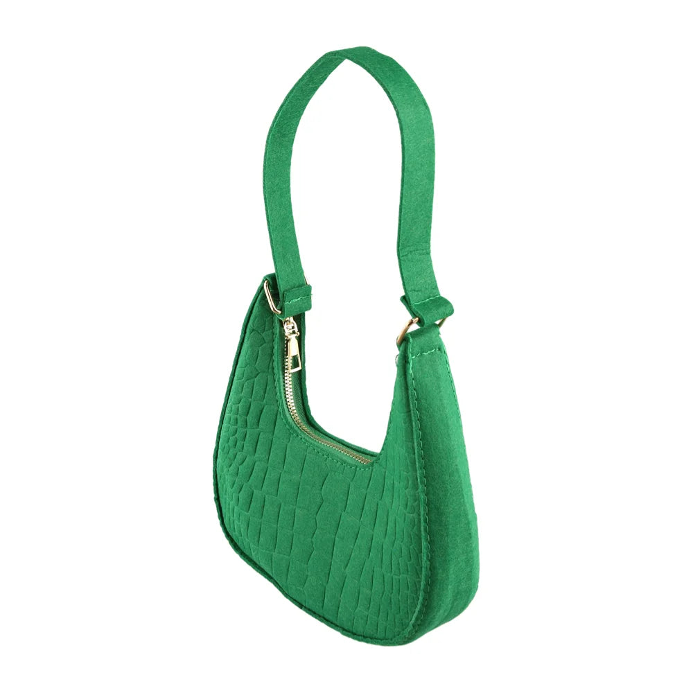 New Brand Women Retro Underarm Bag Felt Solid