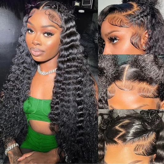 Human Hair Wigs 13x4 Deep Wave Frontal Wig Lace