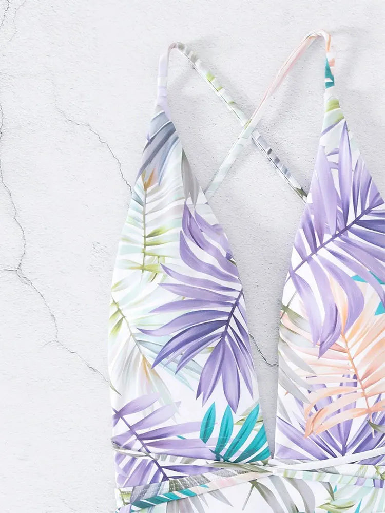 2025 Sexy Print Deep V Swimwear