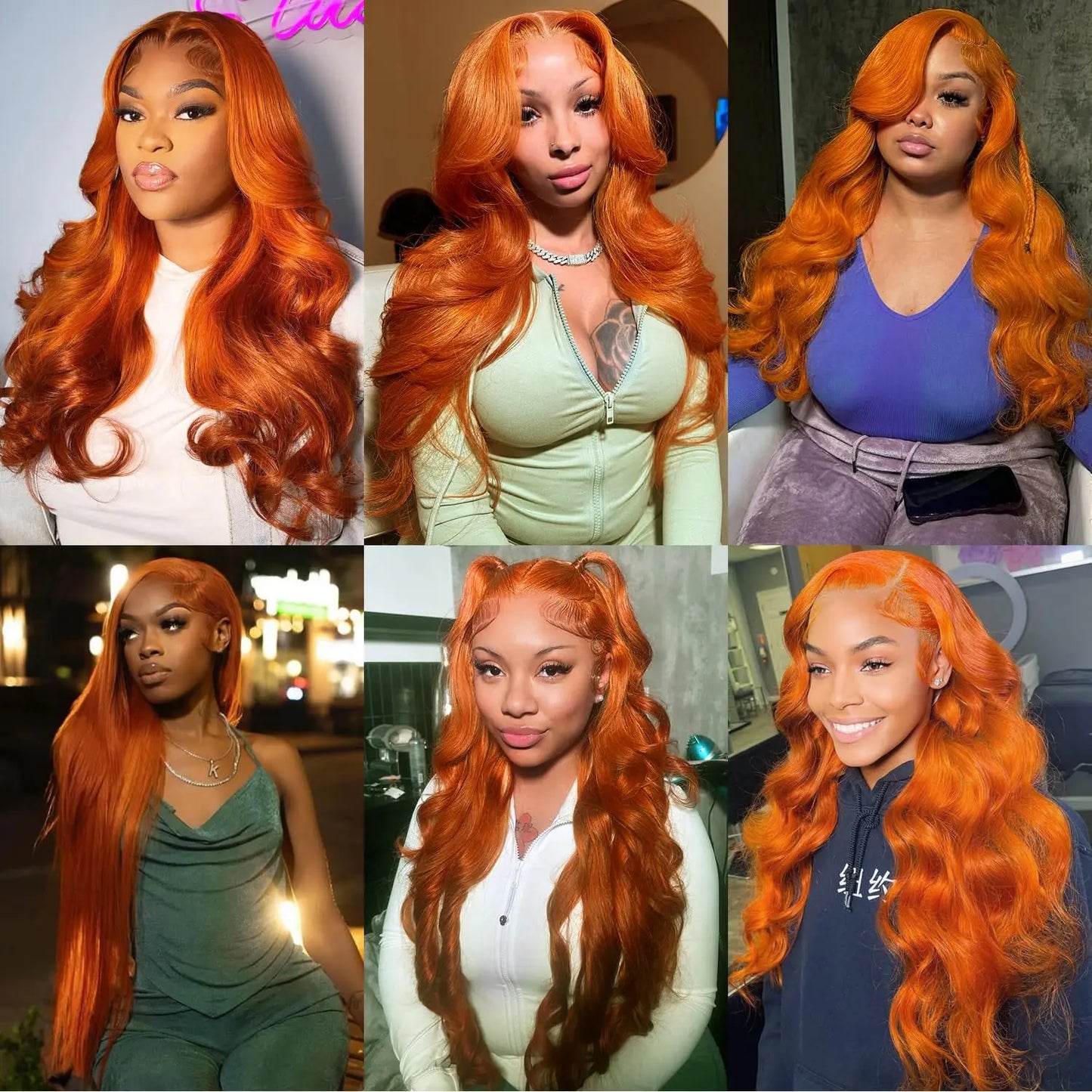 Colored Orange Ginger Lace Front Wigs Human