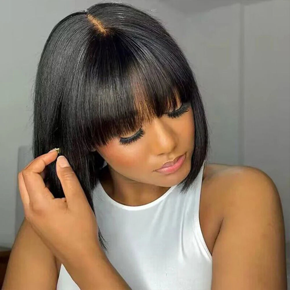 Choice Short Bob Wig Bone Straight 100% Human Hair