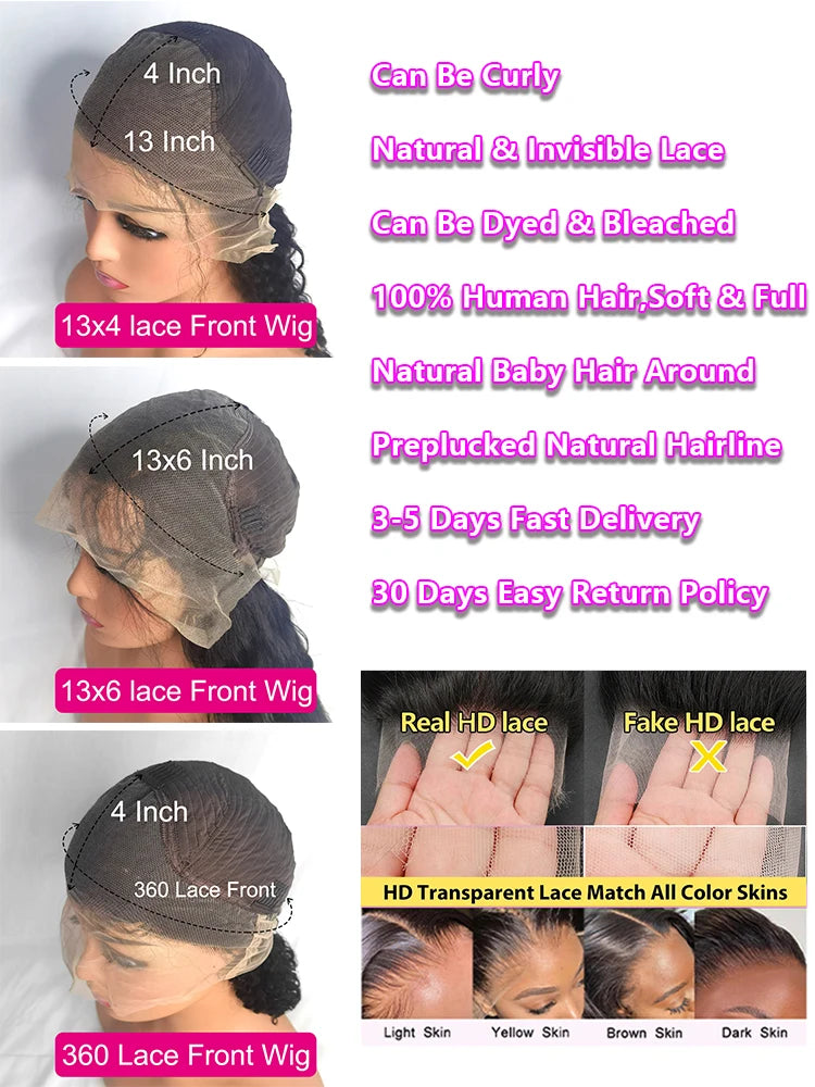 30 40 Inch Body Wave 13x6 Hd Lace Frontal