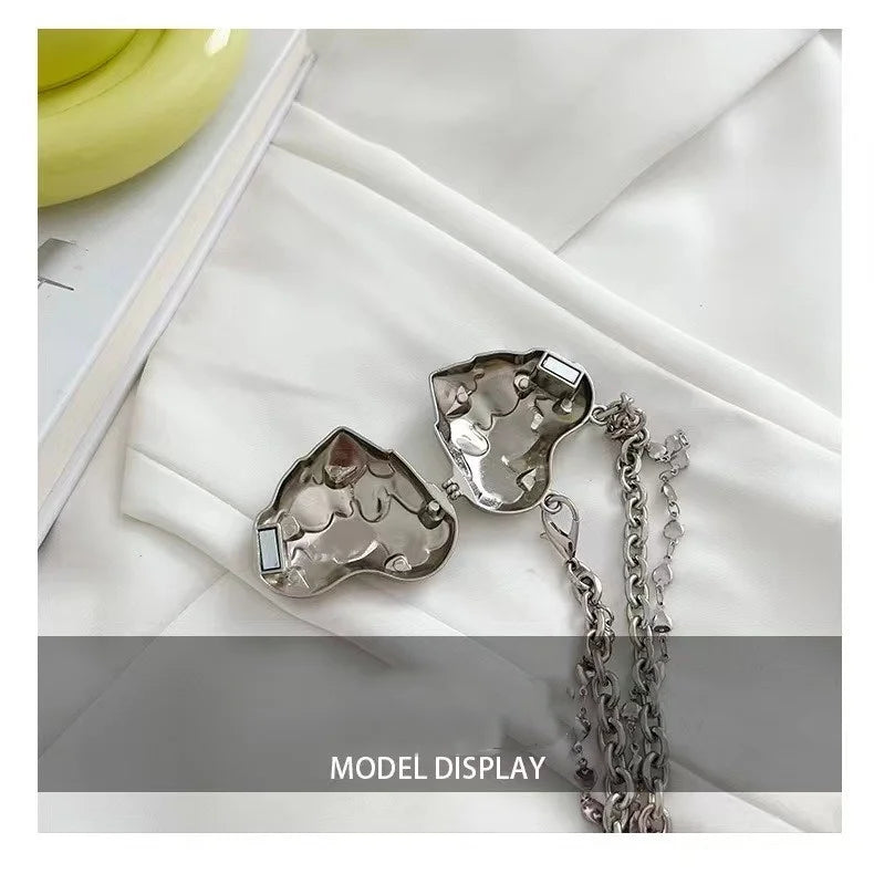 Luxury Small Bling Heart Shape Silver Evening