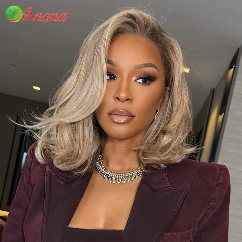 Ash Blonde Colored 13x4 Lace Frontal Wigs Ombre