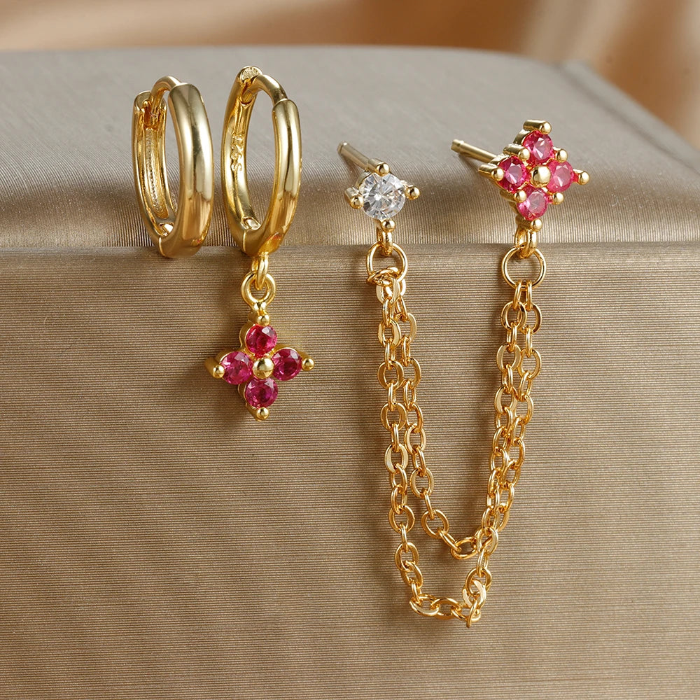 3PCS New Design Four Crystal Flower Pendant