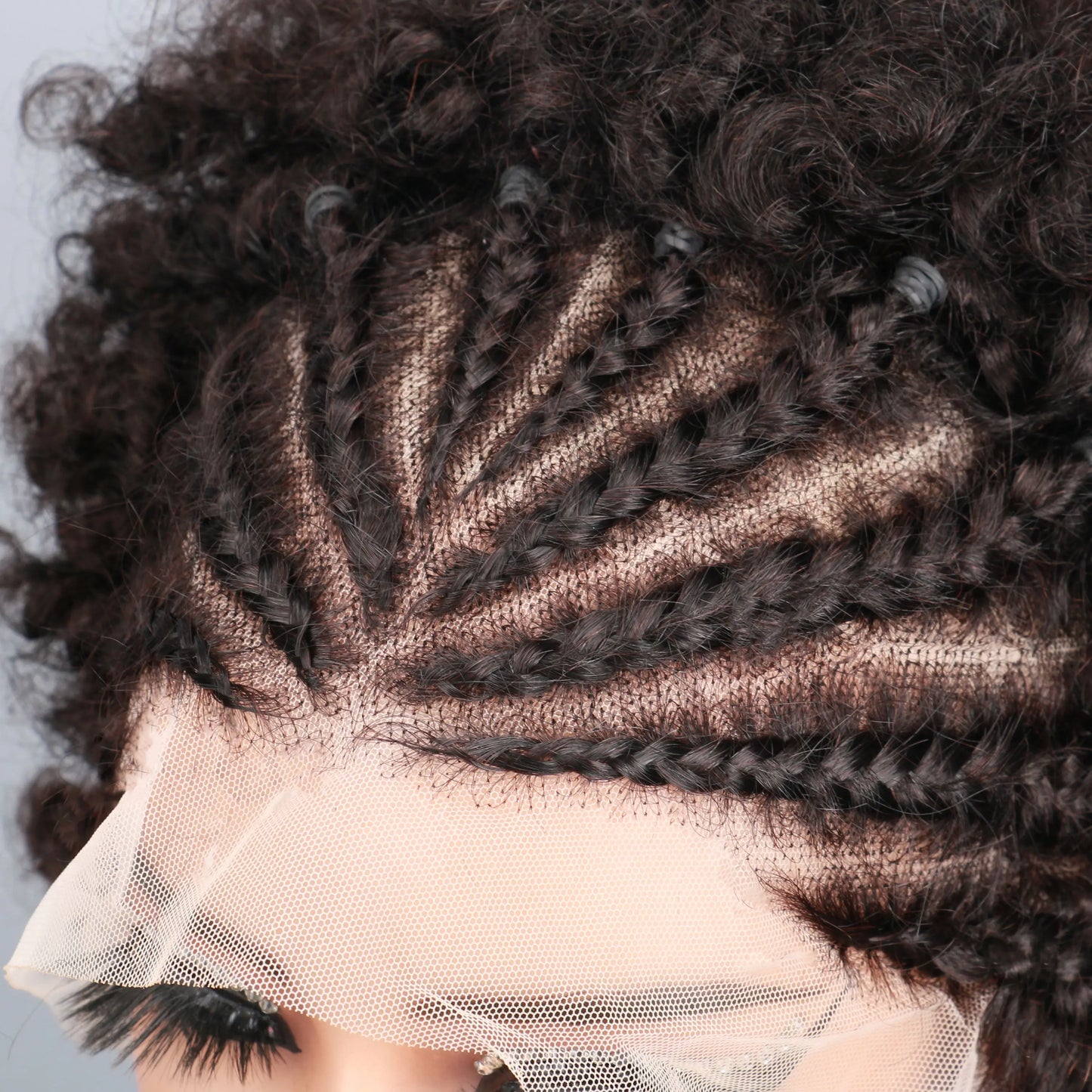 Braided Wigs for Black Women Human Hair Afro Puff Lace Frontal Hair Wigs