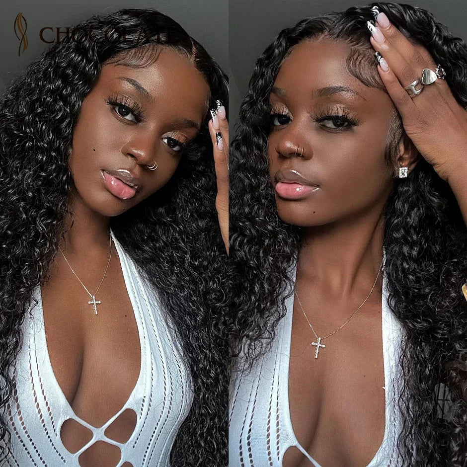 Water Wave 13x4 HD Lace Frontal Wig Deep Curly Human Hair Wigs
