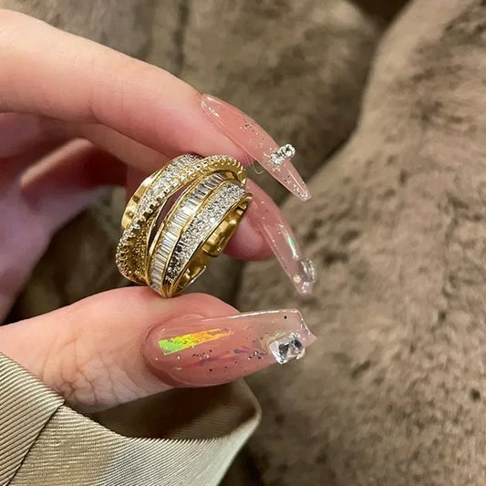 Rhinestone Ring Multi-layer Winding Rings For Women