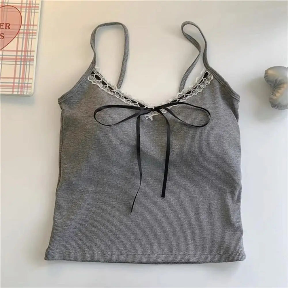Sling Vest Inner Pad Lace Trim Strap Vest Beautiful Short Style Spicy Girl