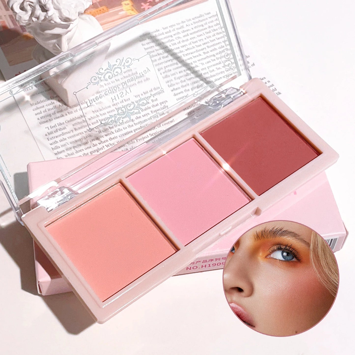 3-Color Cheek Red Plate Nude Makeup Natural Matte