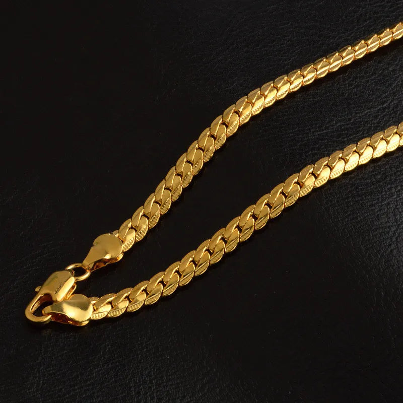 Silver 18K Gold Color 5MM Chain Bracelets Neckalce
