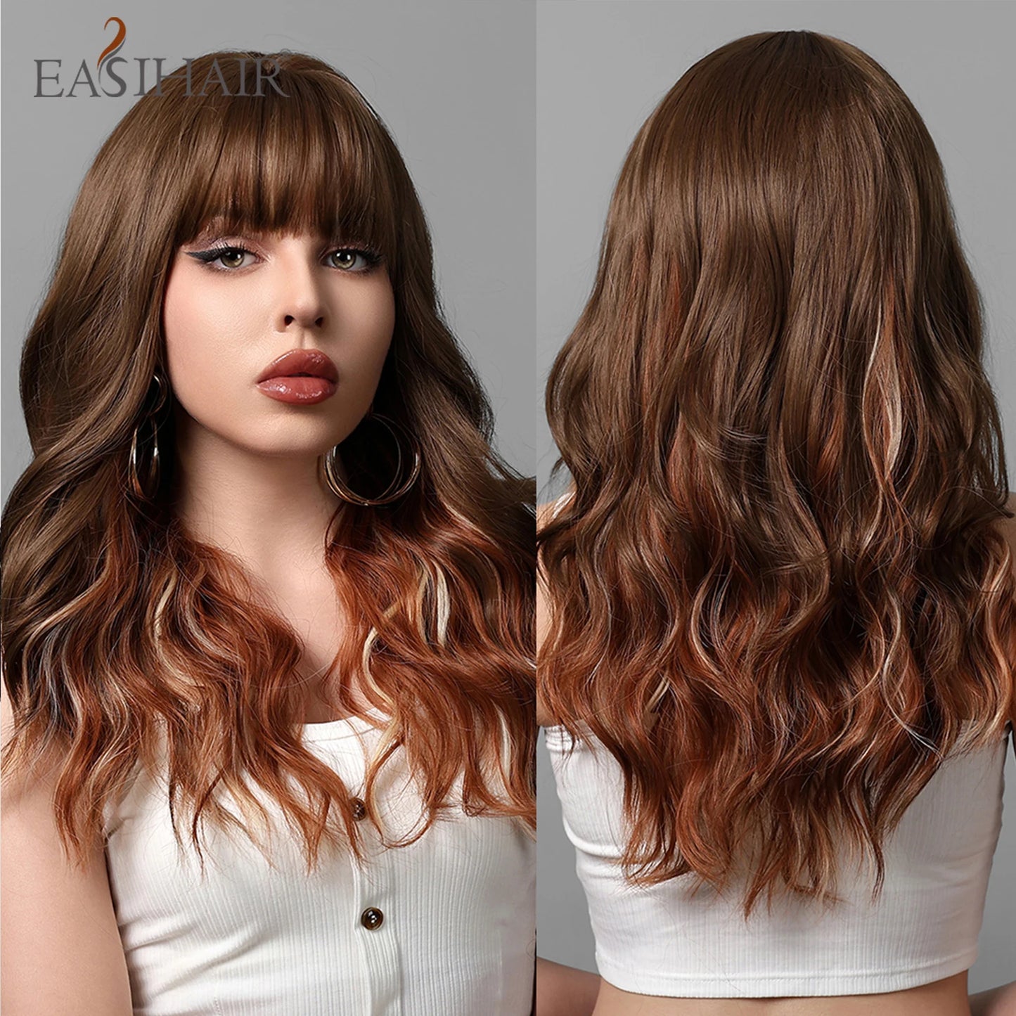 Medium Length Wavy Synthetic Wigs