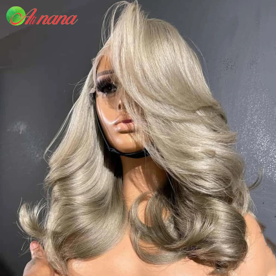 Ash Blonde Colored 13x4 Lace Frontal Wigs Ombre