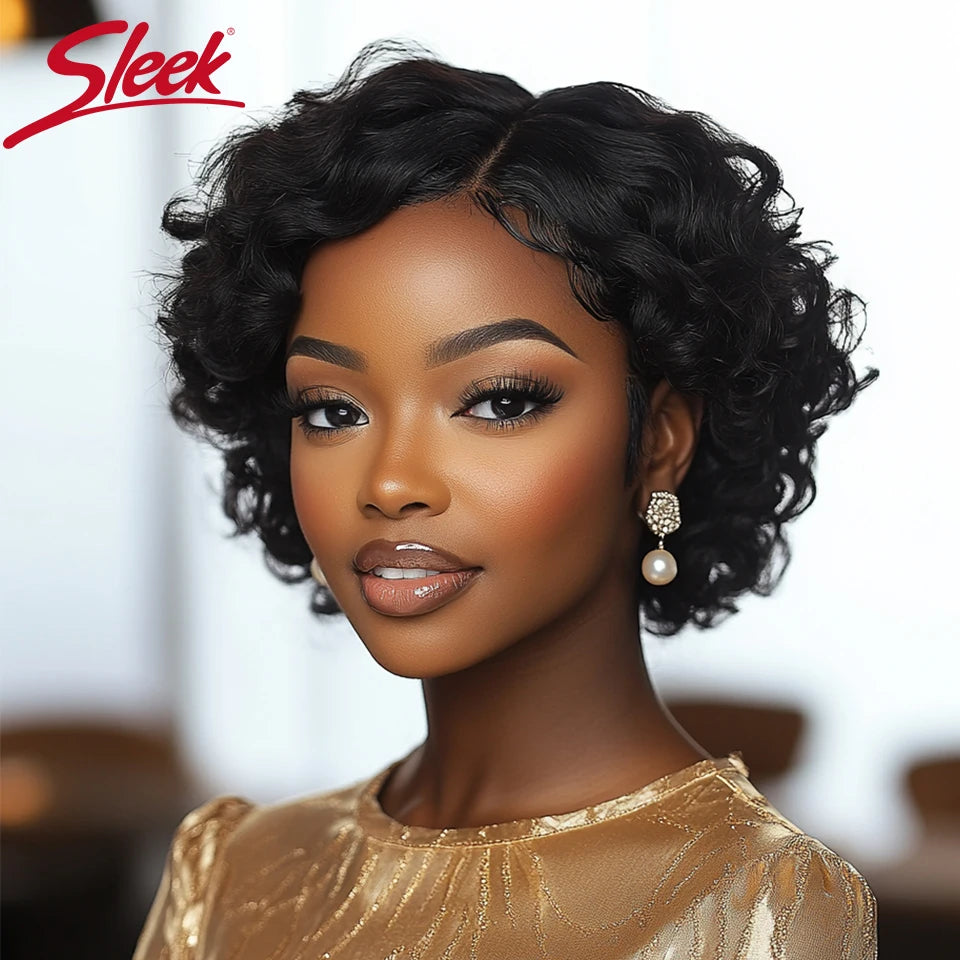 Sleek Bodywave Human Hair Wigs For Women Short Pixie