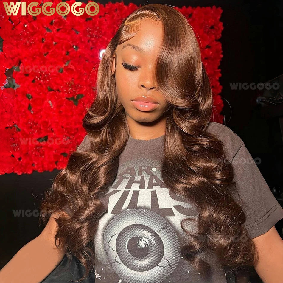 Chocolate Brown Lace Front Human Hair Wigs