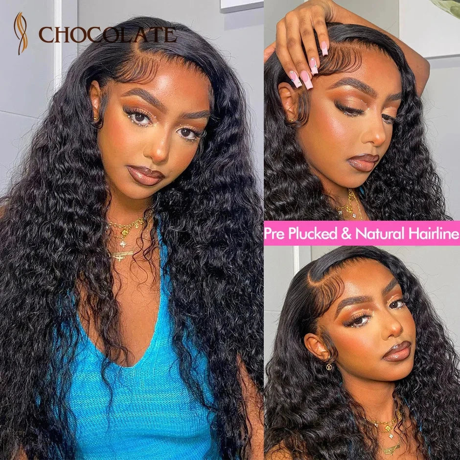 Water Wave 13x4 HD Lace Frontal Wig Deep Curly Human Hair Wigs