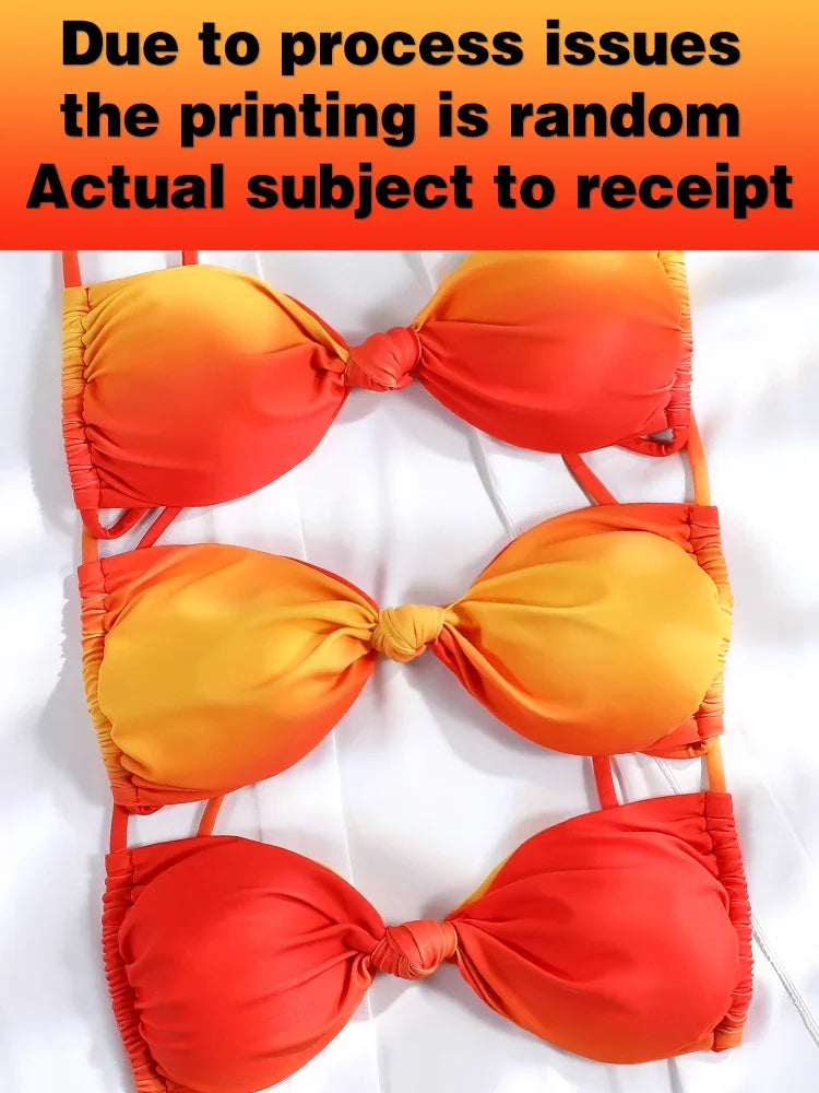 Orange Bikinis High Waist Swimsuit Women