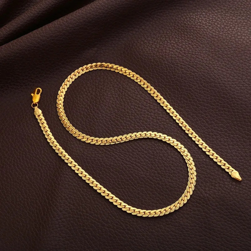 Silver 18K Gold Color 5MM Chain Bracelets Neckalce