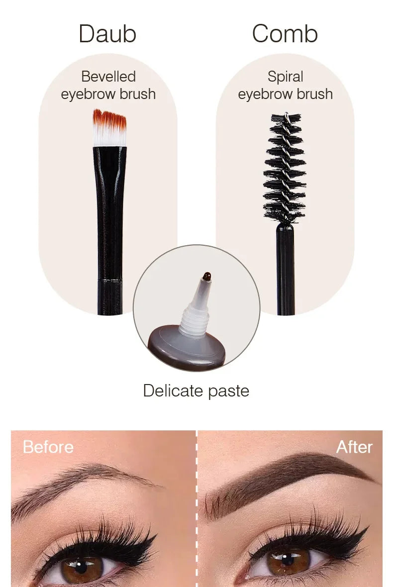 Natural 6 Colors Liquid Dyeing Eyebrow Cream Set Waterproof Durable Brown Tint Eyebrow Henna Mascara Eyebrows Paint Makeup