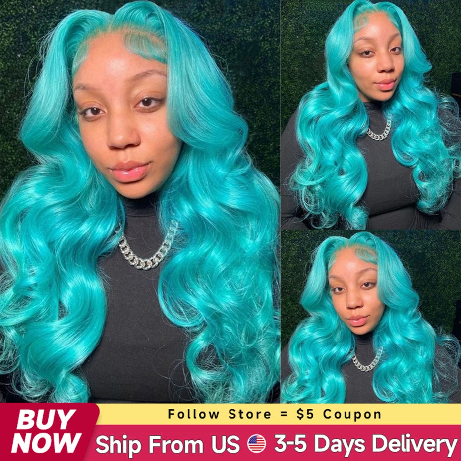 13x6 Teal Ocean Blue Lace Front Wig
