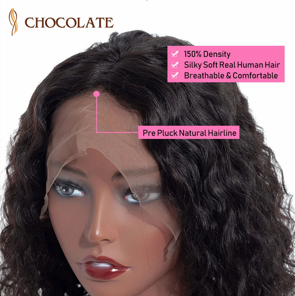 Water Wave 13x4 HD Lace Frontal Wig Deep Curly Human Hair Wigs