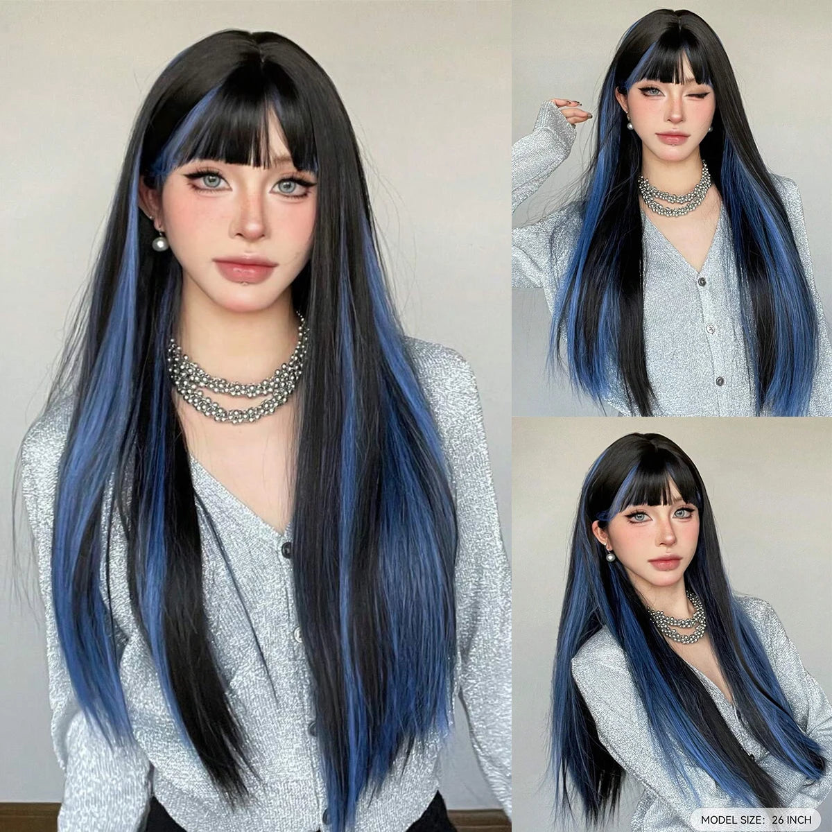 EASIHAIR Brown Straight Layered Wigs for Women Long Natural Hair