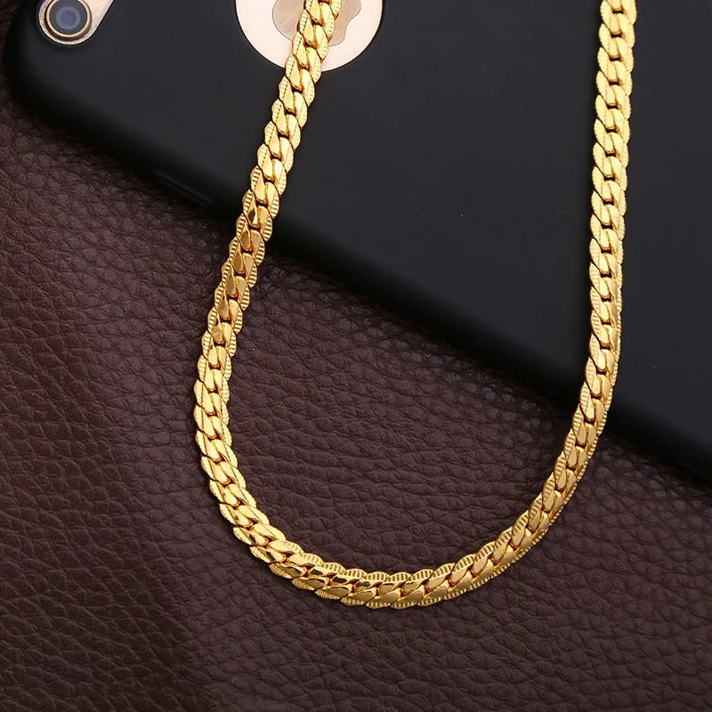 Silver 18K Gold Color 5MM Chain Bracelets Neckalce