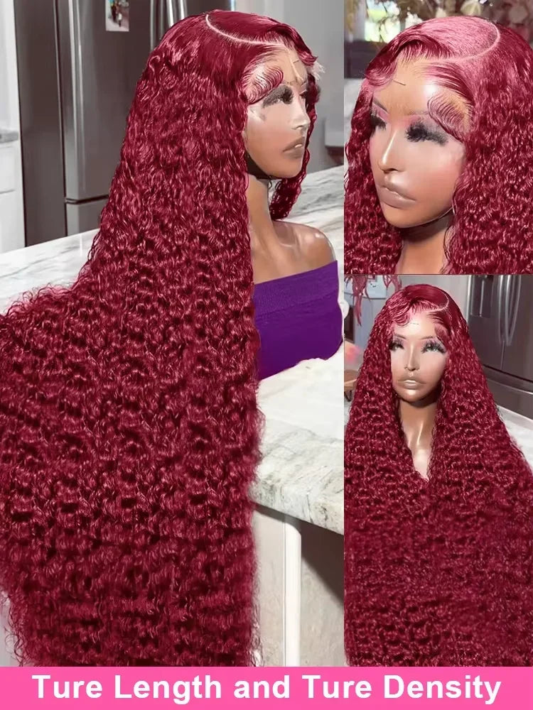 Red Colored Burgundy 99J Deep Wave 13x4 13x6
