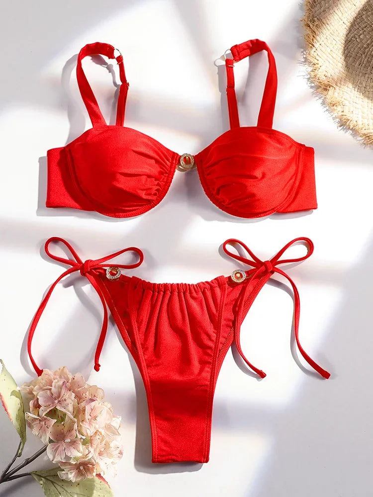 Orange Bikinis High Waist Swimsuit Women