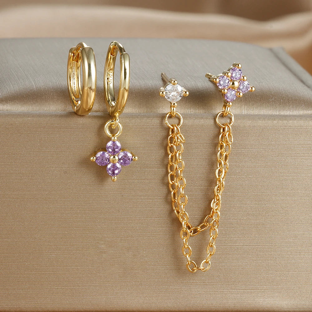 3PCS New Design Four Crystal Flower Pendant