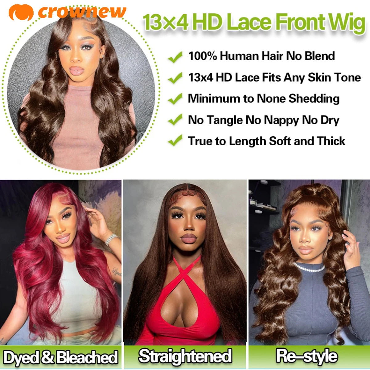 Chocolate Brown Lace Front Wig Human Hair