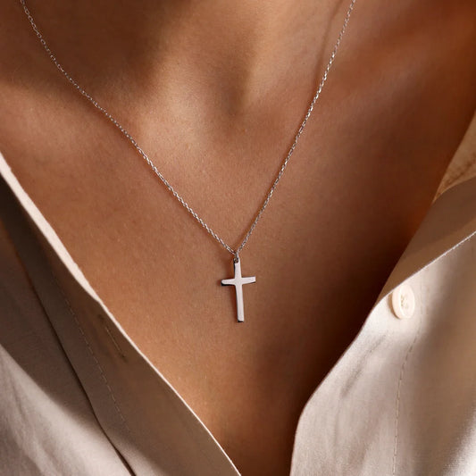 Fashion Stainless Steel Cross Gold Silver Color Necklace for Women
