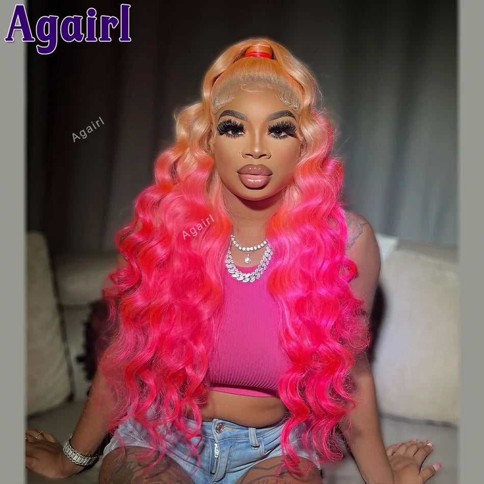 Ombre 613 Rose Pink 13X6 Loose Deep Wave