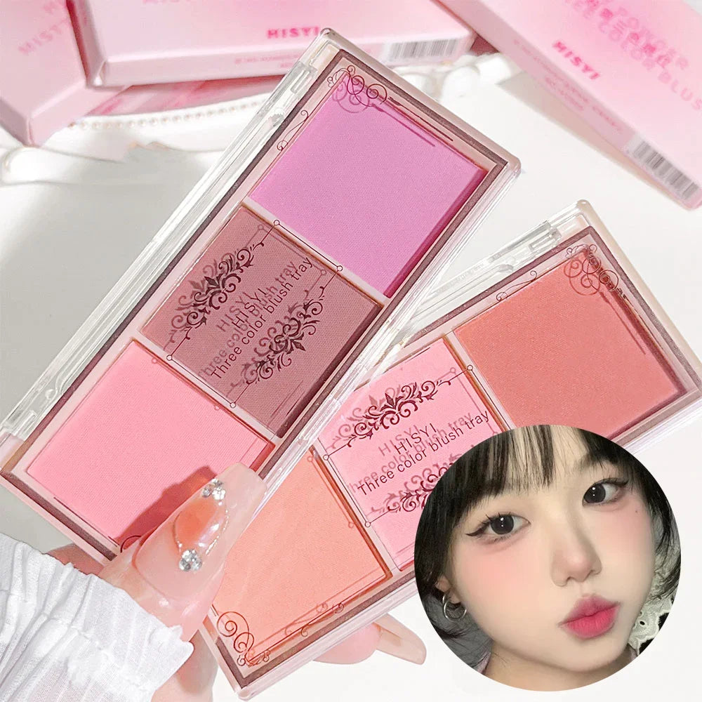 3-Color Cheek Red Plate Nude Makeup Natural Matte