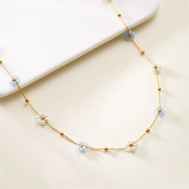 Sweet Cute Crystal Imitation Pearl Flower Bracelets