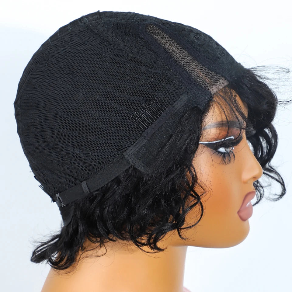 Sleek Bodywave Human Hair Wigs For Women Short Pixie