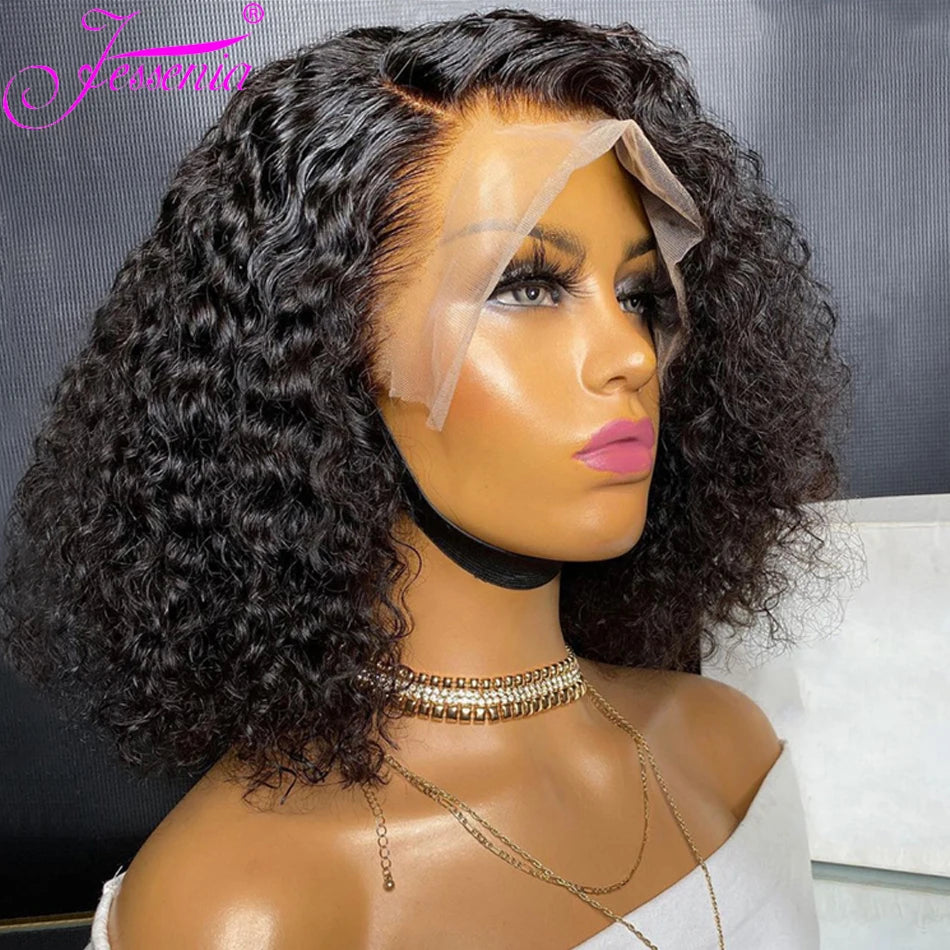 Kinky Curly Bob Cheap Wig Lace Frontal Human