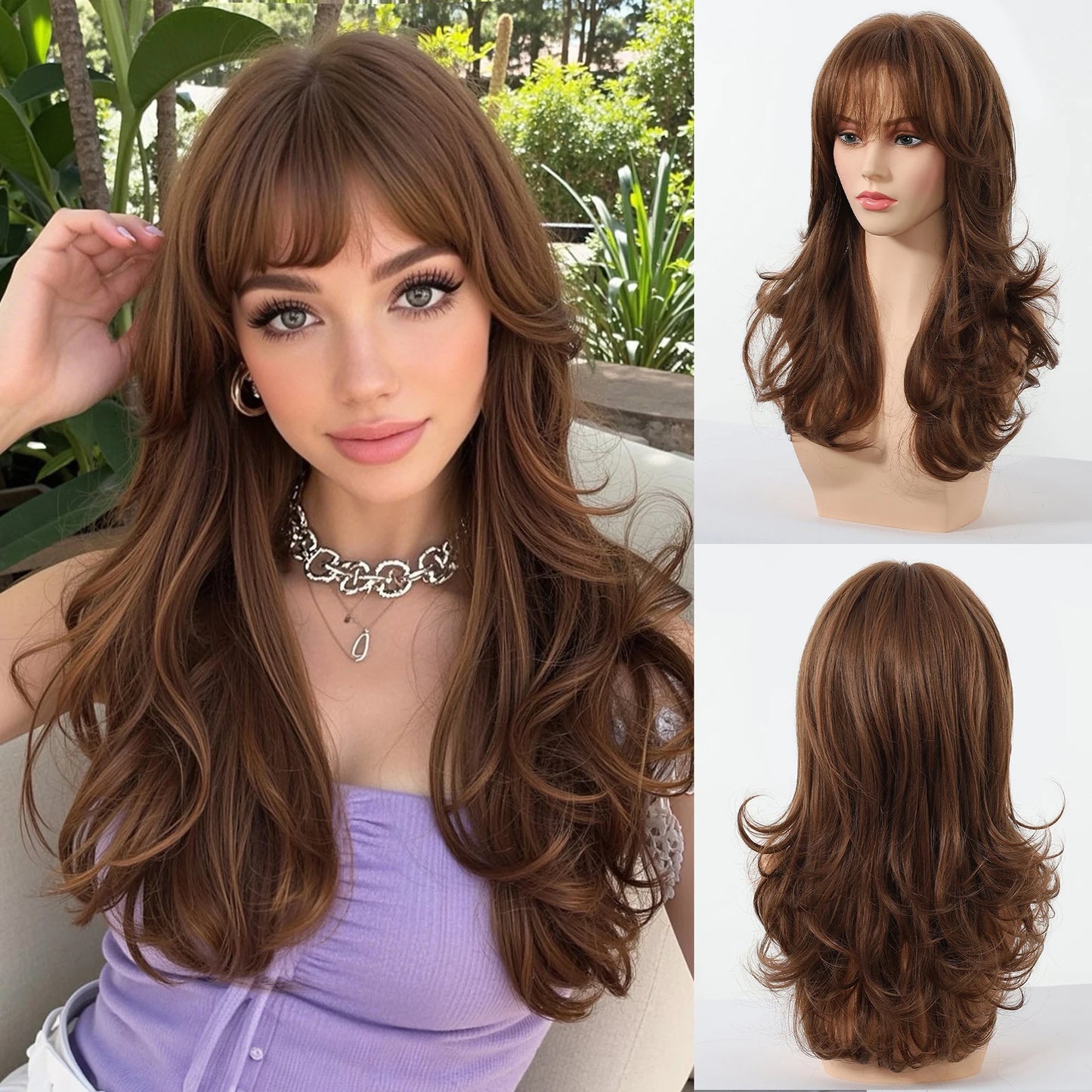 Medium Length Wavy Synthetic Wigs